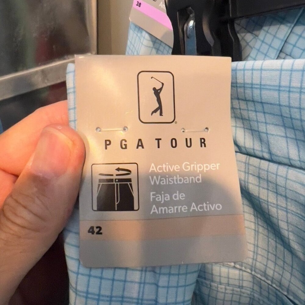 Pga Tour Men's $68 Check Print Performance 8" Golf Shorts - Cyan Blue Size 40 - Picture 11 of 11